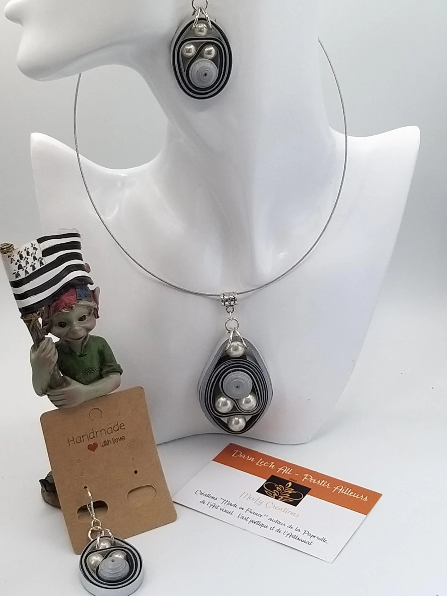 Pendentif Perlé acier  Création MevLy