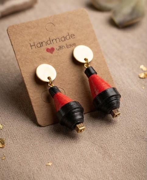 Boucles d'oreille En Rouge et Noir – Réf. BJ-BO.WD.001