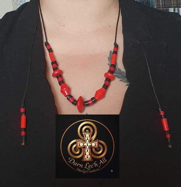 Collier 3 en 1 En Rouge et Noir – Réf. BJ-CO.WD.001