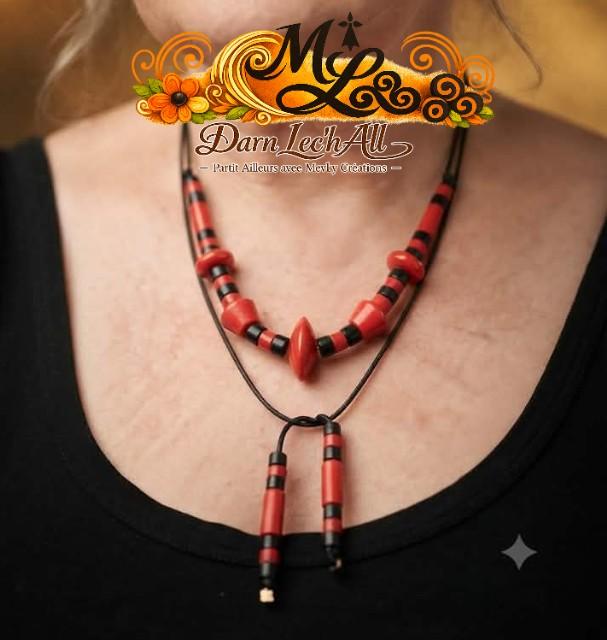 Collier 3 en 1 En Rouge et Noir – Réf. BJ-CO.WD.001