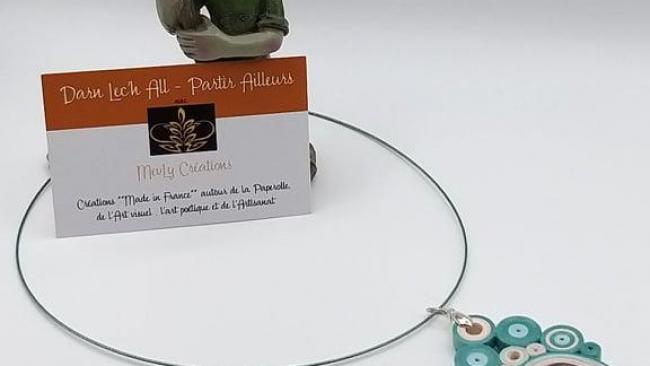 Pendentif - Galet Noir avec Paperolle