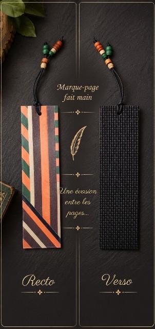 Marque page artisanal recto verso ref aq mps m002