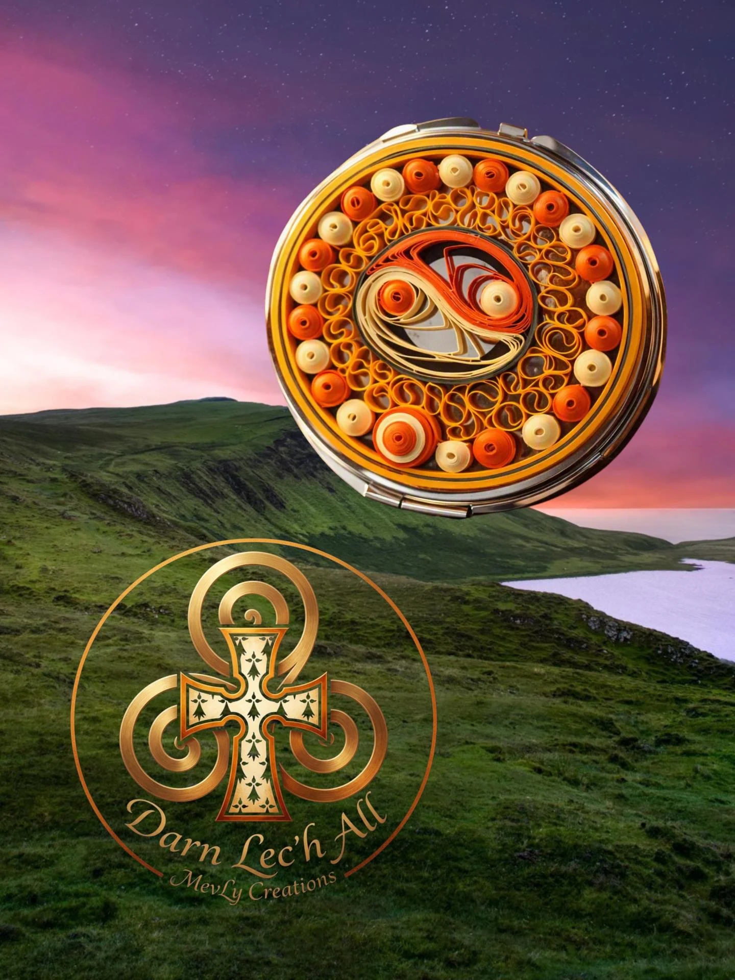 Miroir de sac yin yang mevly creations 1